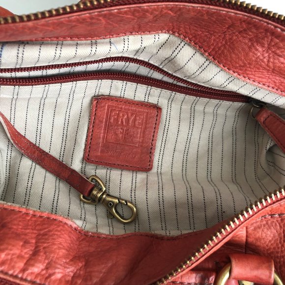 Vintage FRYE Leather Convertible Crossbody/ Shoulder/ Handbag Orange Sangria - Picture 6 of 9